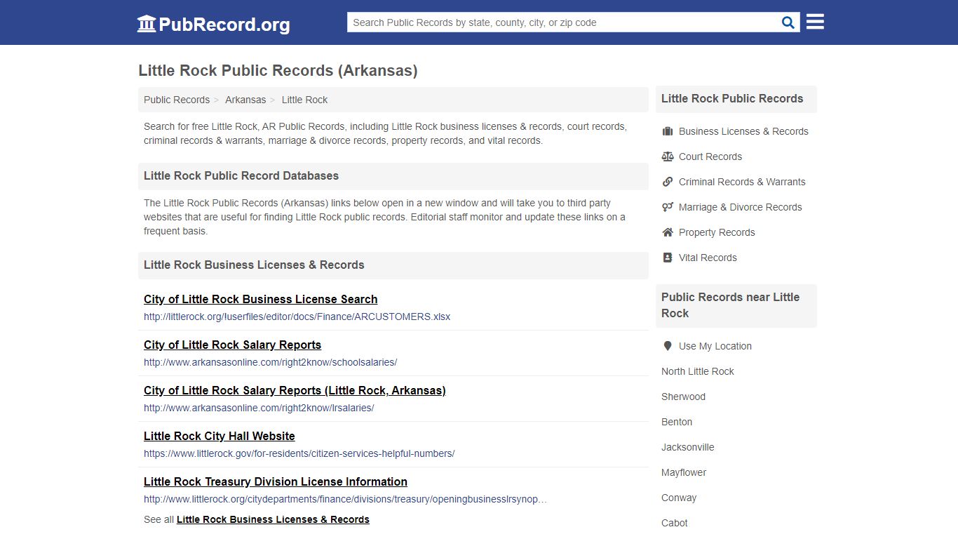 Free Little Rock Public Records (Arkansas Public Records) - PubRecord.org